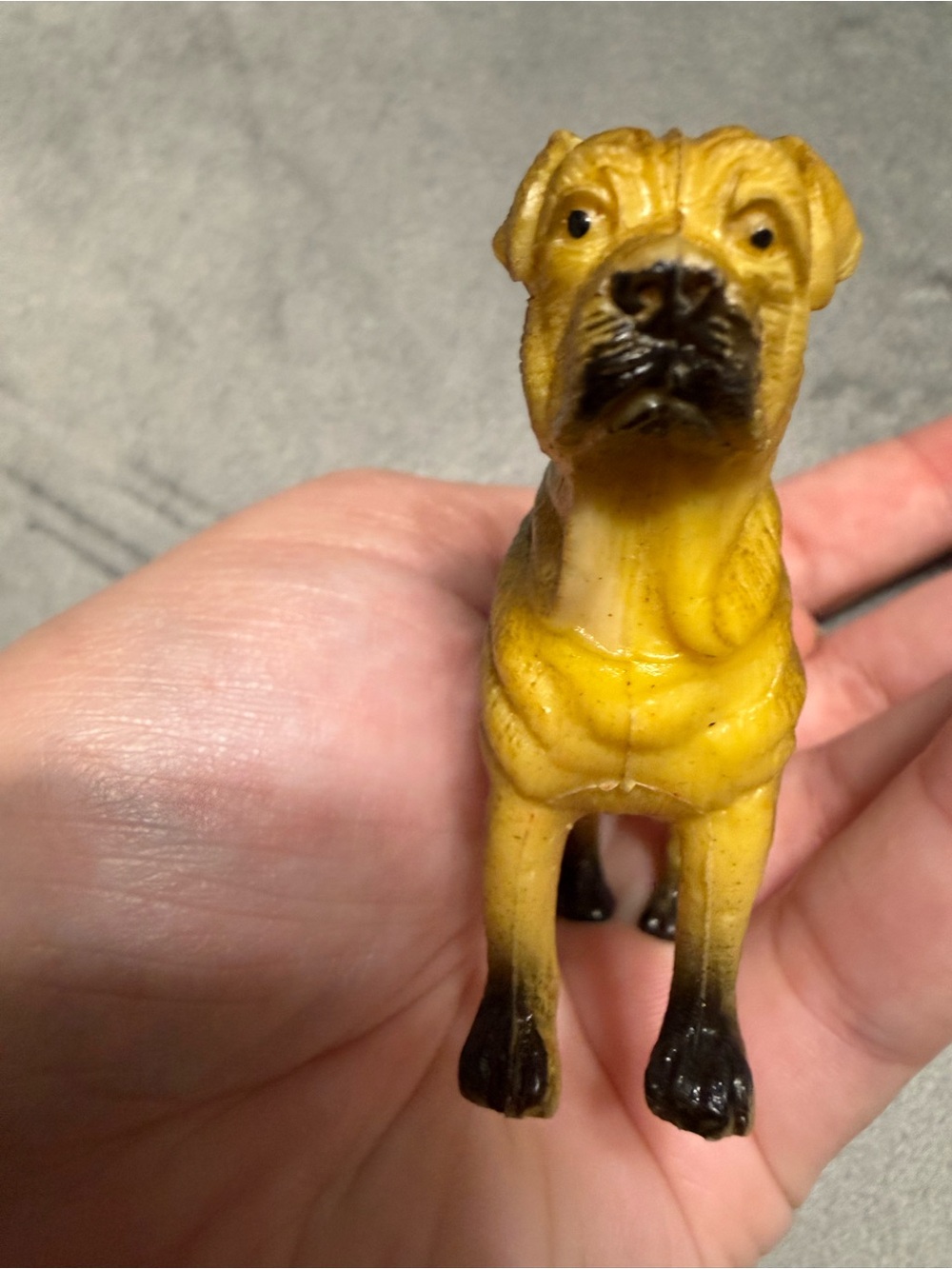 Shar Pei Dog Plastic Figure Tan Brown Wrinkled Puppy Toy